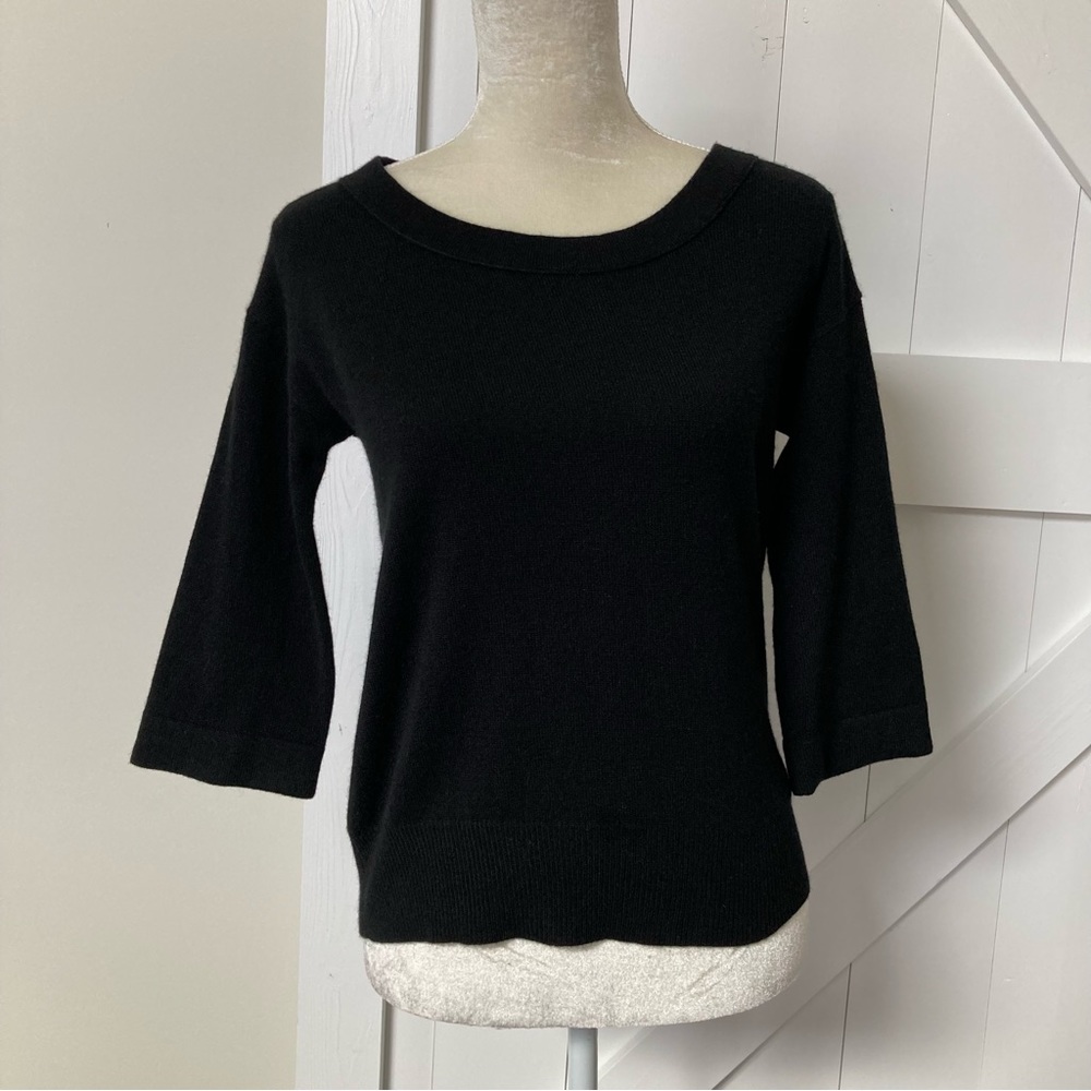 J Crew 100% cashmere black 3/4 sleeves sweater XS